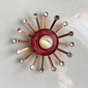 Upcycled Atomic Starburst Refrigerator Magnet Buttons Rhinestones